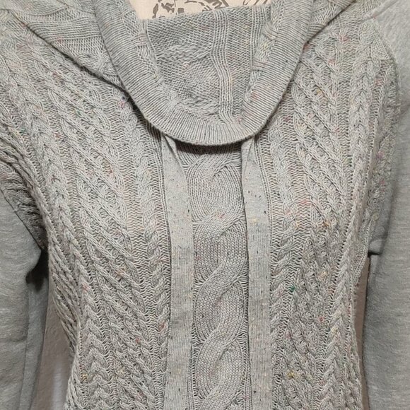 Joseph A. Cable Knit Gray Confetti Rainbow Cowl Neck Women's Sweater S Petite - Picture 3 of 7